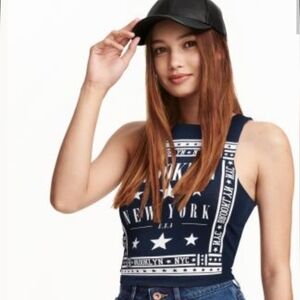H&M Divided Brooklyn New York Crop Tank Top Size S